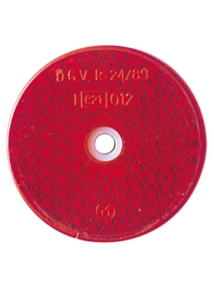 [259-087] Reflektor, röd, D. 60 mm, med Loch, E-märkt